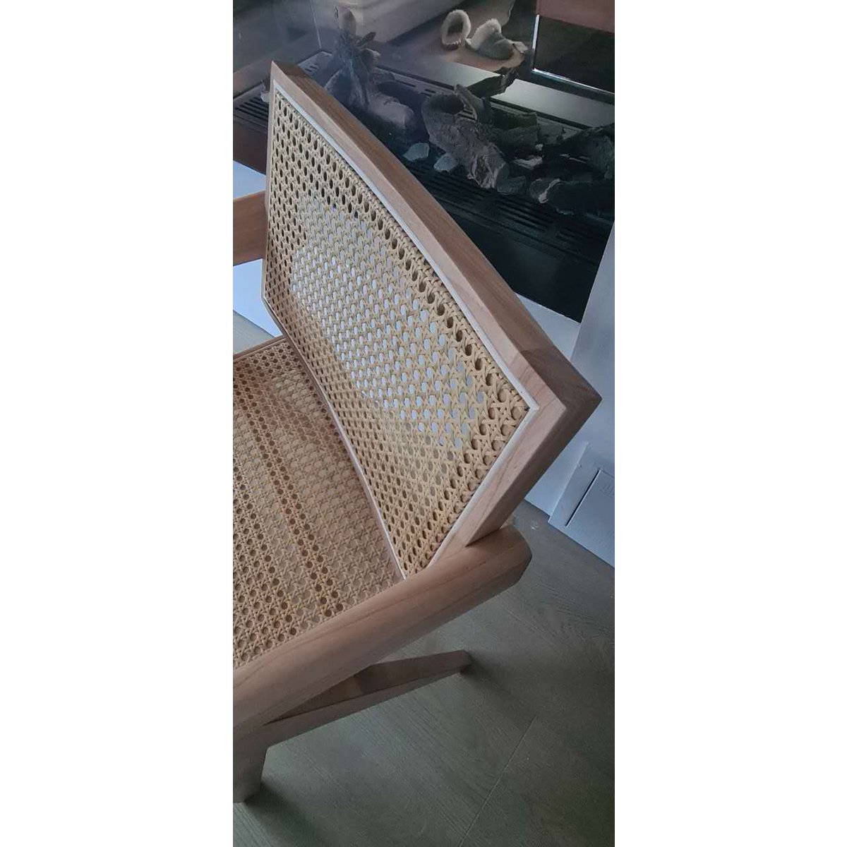 Luxus -Designstuhl Pierre Jeanneret Walnuss Farbe + Rattan, höchste Qualität - Chandigarh - Yucca Deko