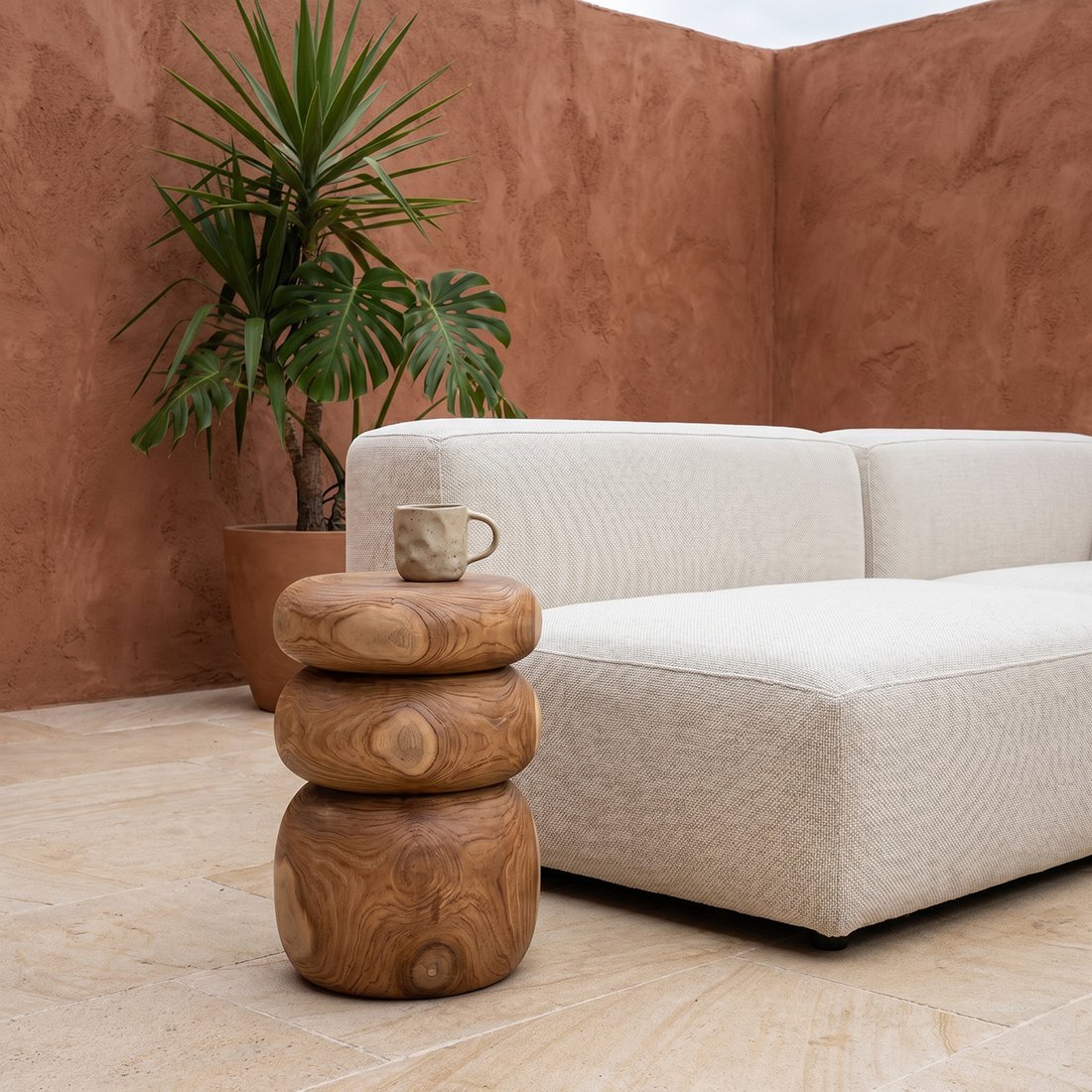 Tao Beistelltisch/Hocker aus Teakholz – 35 x 35 x 45 cm - Yucca Deko