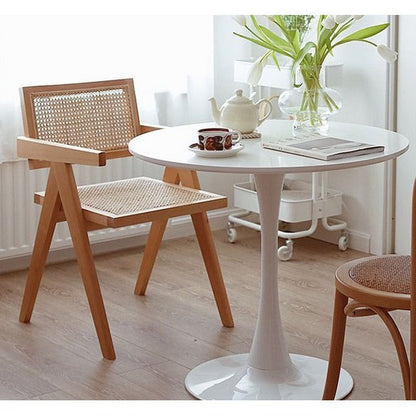 Beliebter Chandigarh -Stuhl - Stil Pierre Jeanneret - Holz und Rattan - hohe Qualität - klar oder Walnuss - Yucca Deko