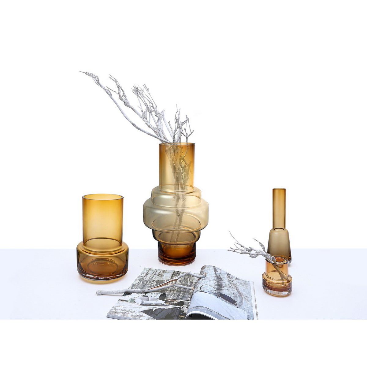 Dicke Glasvase im Retro-Stil XXL, Serie: TYLER 46AM, 9 mm dicke Glasluxus-Edition - Yucca Deko