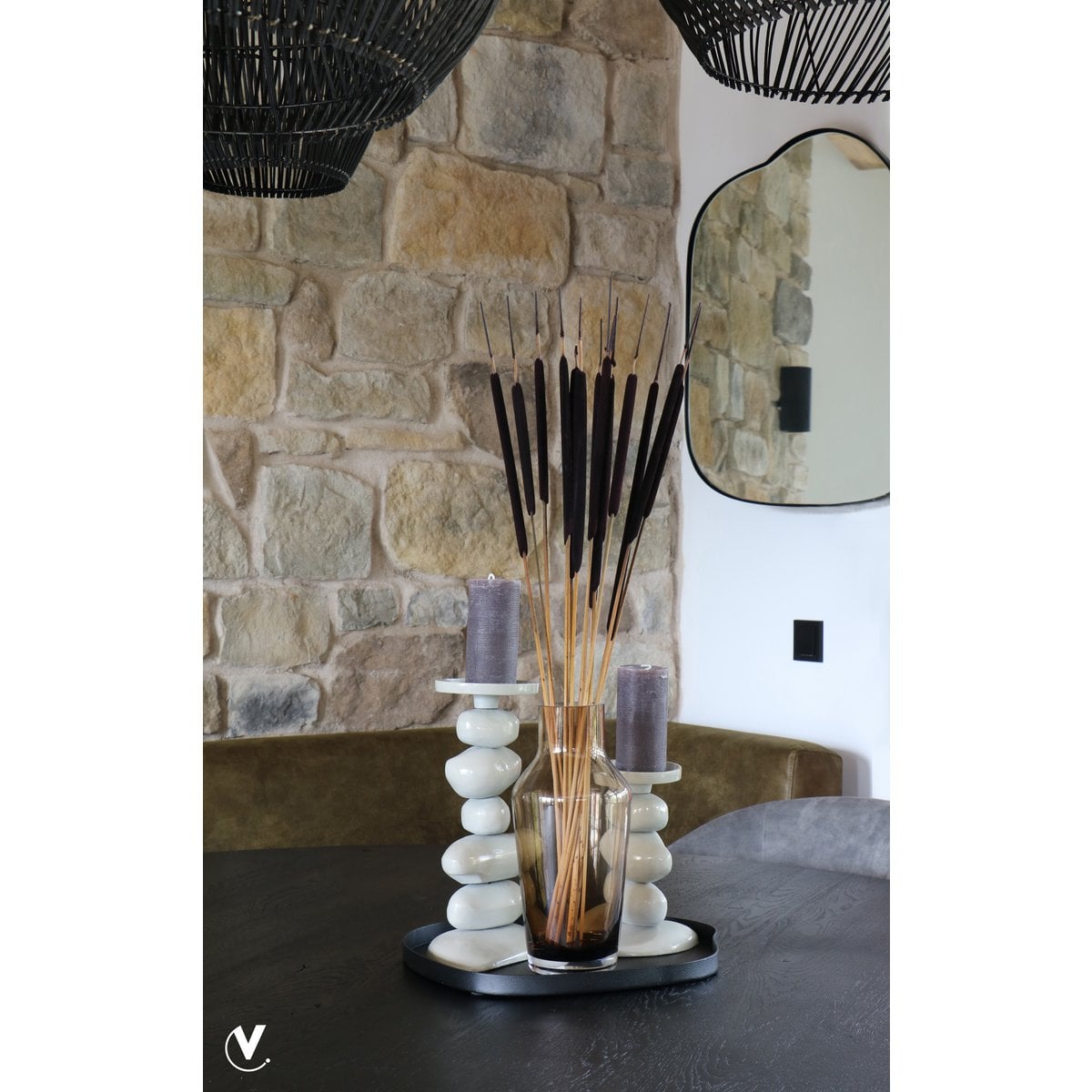 Dienblad - Bariri Schwarz - Yucca Deko