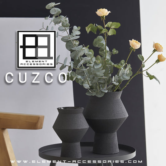 Gezackte eckige runde Vase aus Keramik, CUZCO 20ZW - Yucca Deko