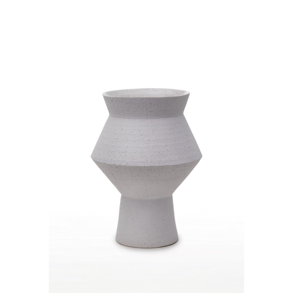 Gezackte eckige runde Vase aus Keramik, CUZCO 27WH - Yucca Deko