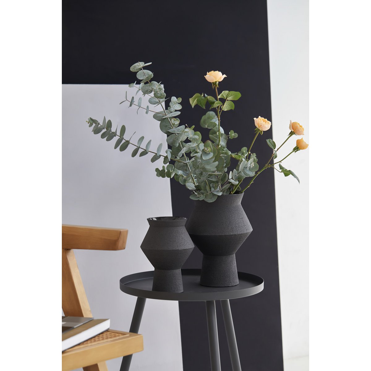 Gezackte eckige runde Vase aus Keramik: CUZCO 27ZW - Yucca Deko