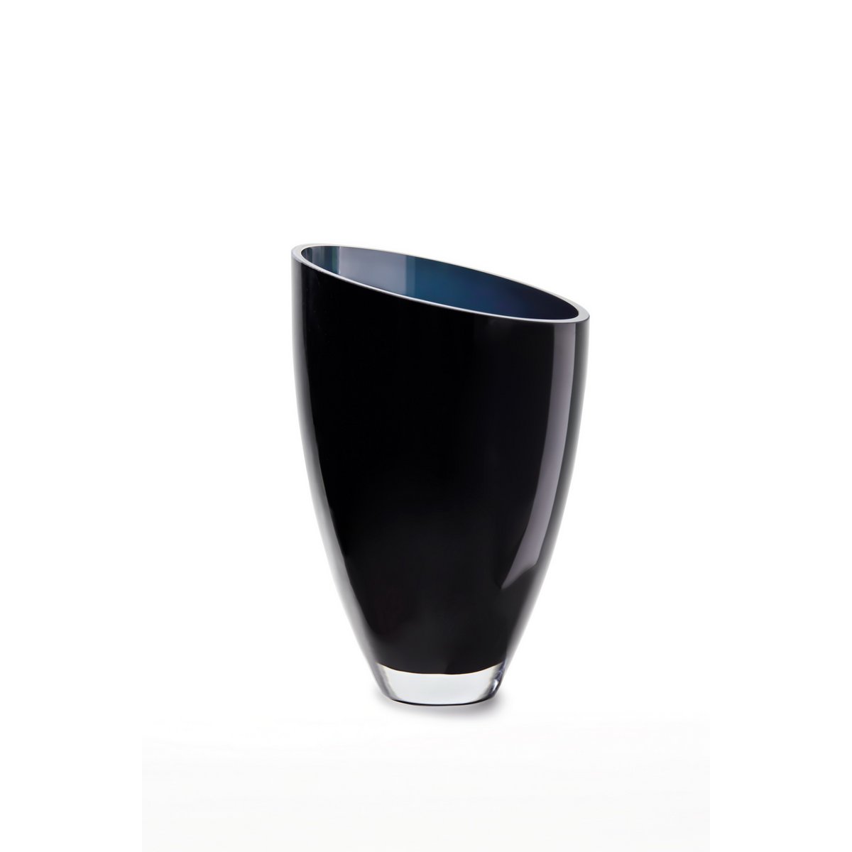 Glasvase in umgekehrter parabolischer Form, schräg, BULED 30 Inkt Blue, 9 mm Luxusglas - Yucca Deko