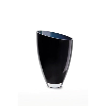 Glasvase in umgekehrter parabolischer Form, schräg, BULED 30 Inkt Blue, 9 mm Luxusglas - Yucca Deko