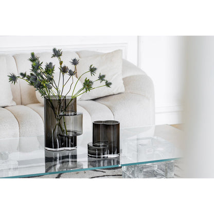 Glasvase von höchst innovativem Design mit konstruktivistischem Touch, FUSION 20 Grau - Yucca Deko