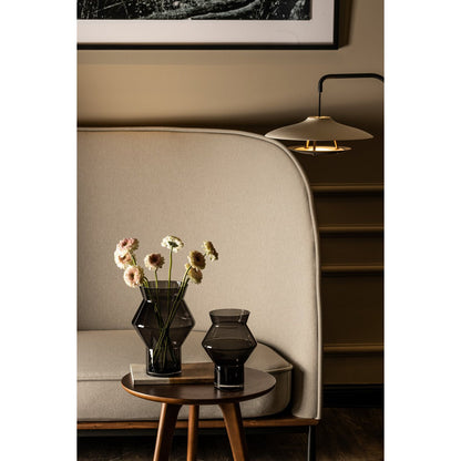 Große Designvase mit gezackter, kantiger Zylinderform, dunkelgraues Qualitätsglas, CUZ14GR - Yucca Deko