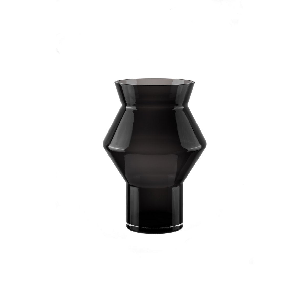 Große Designvase mit gezackter, kantiger Zylinderform, dunkelgraues Qualitätsglas, CUZ14GR - Yucca Deko