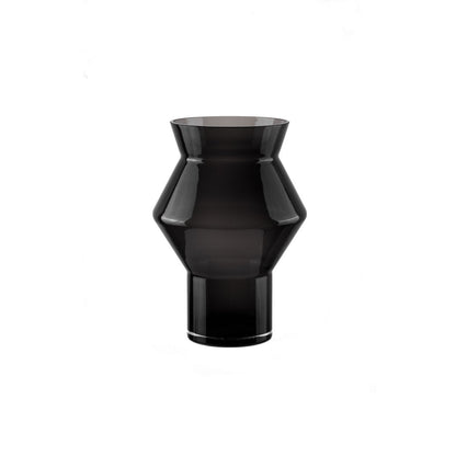 Große Designvase mit gezackter, kantiger Zylinderform, dunkelgraues Qualitätsglas, CUZ14GR - Yucca Deko
