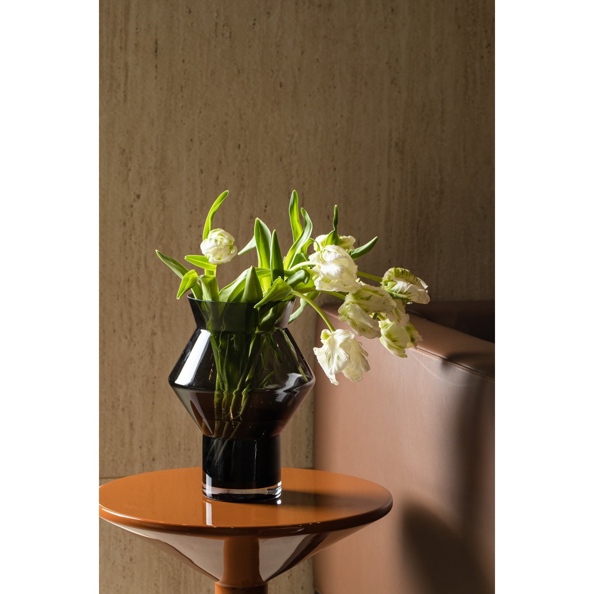 Große Designvase mit gezackter, kantiger Zylinderform, dunkelgraues Qualitätsglas, CUZ14GR - Yucca Deko