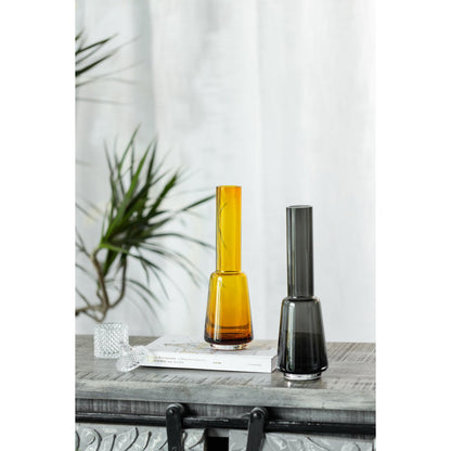 Große Vase im modernen Retro-Design, tiefgraue Farbe, TYLER14 grau - Yucca Deko