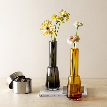 Große Vase im modernen Retro-Design, tiefgraue Farbe, TYLER14 grau - Yucca Deko