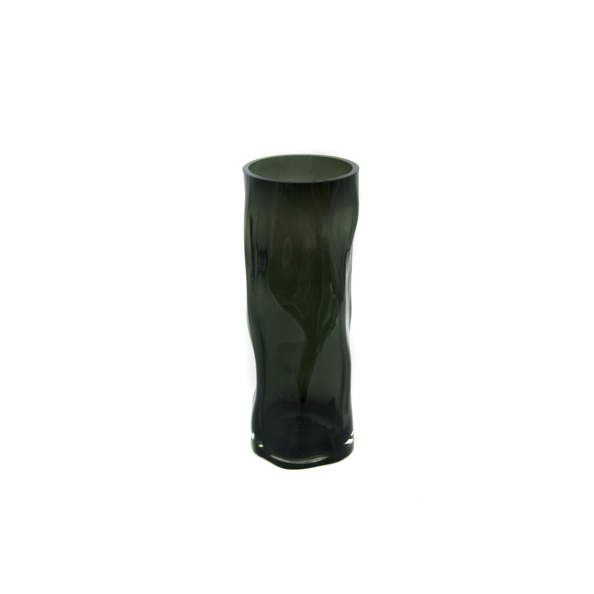 Hohe zylindrische Vase aus 9 mm dickem Glas, unregelmäßige Form, wie schwarzes Holz. ABU40GR - Yucca Deko