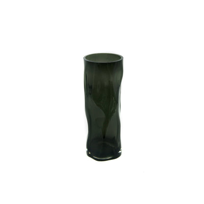 Hohe zylindrische Vase aus 9 mm dickem Glas, unregelmäßige Form, wie schwarzes Holz. ABU40GR - Yucca Deko