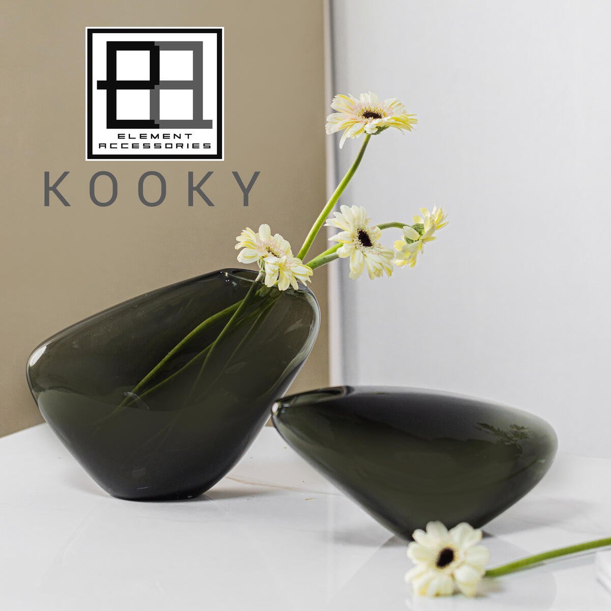 Innovative Designvase, kieselartige organische Form, KOOKY21GR - Yucca Deko
