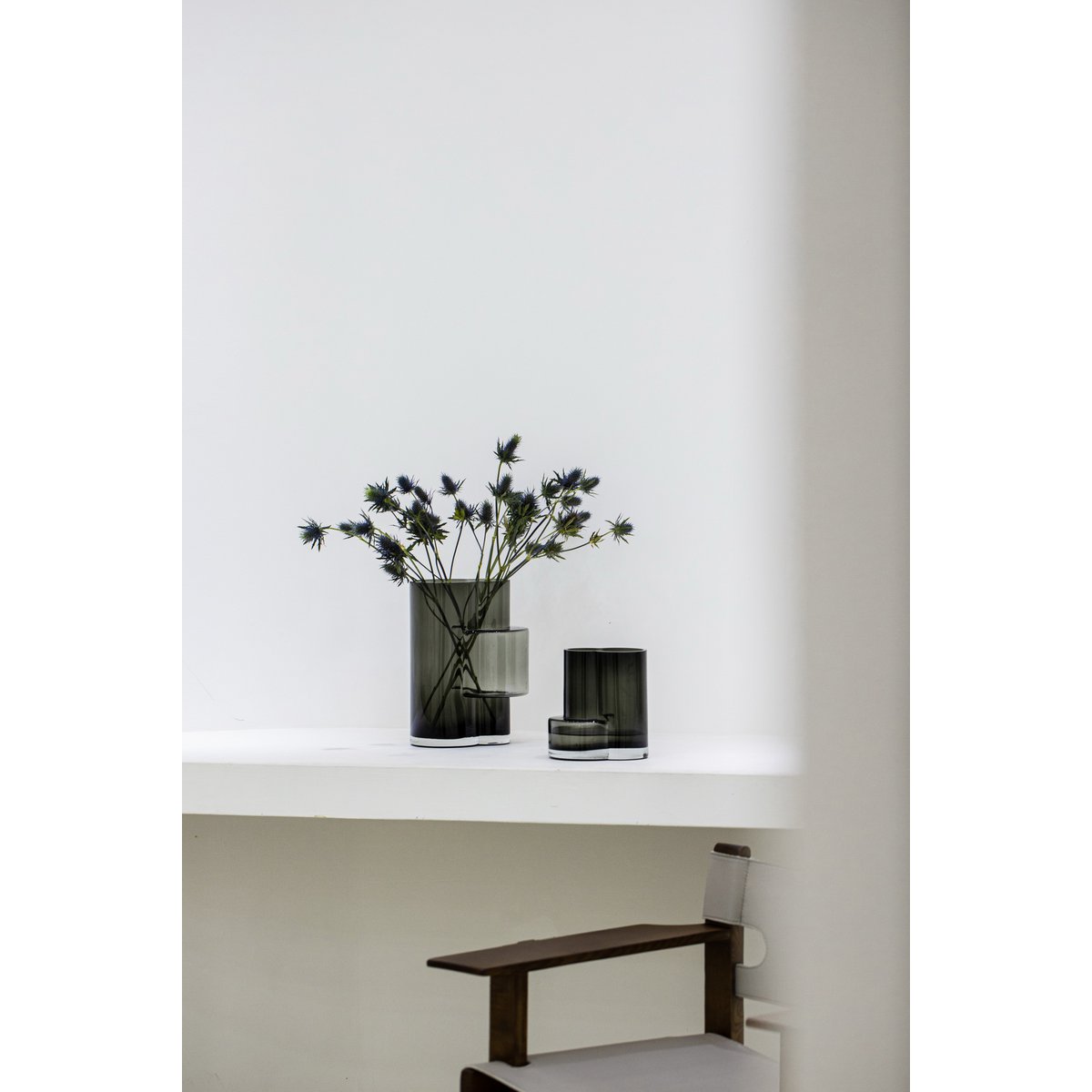 Innovative modernistische hohe Vase, Top-Design, konstruktivistisch FUSIO 32 Grau - Yucca Deko