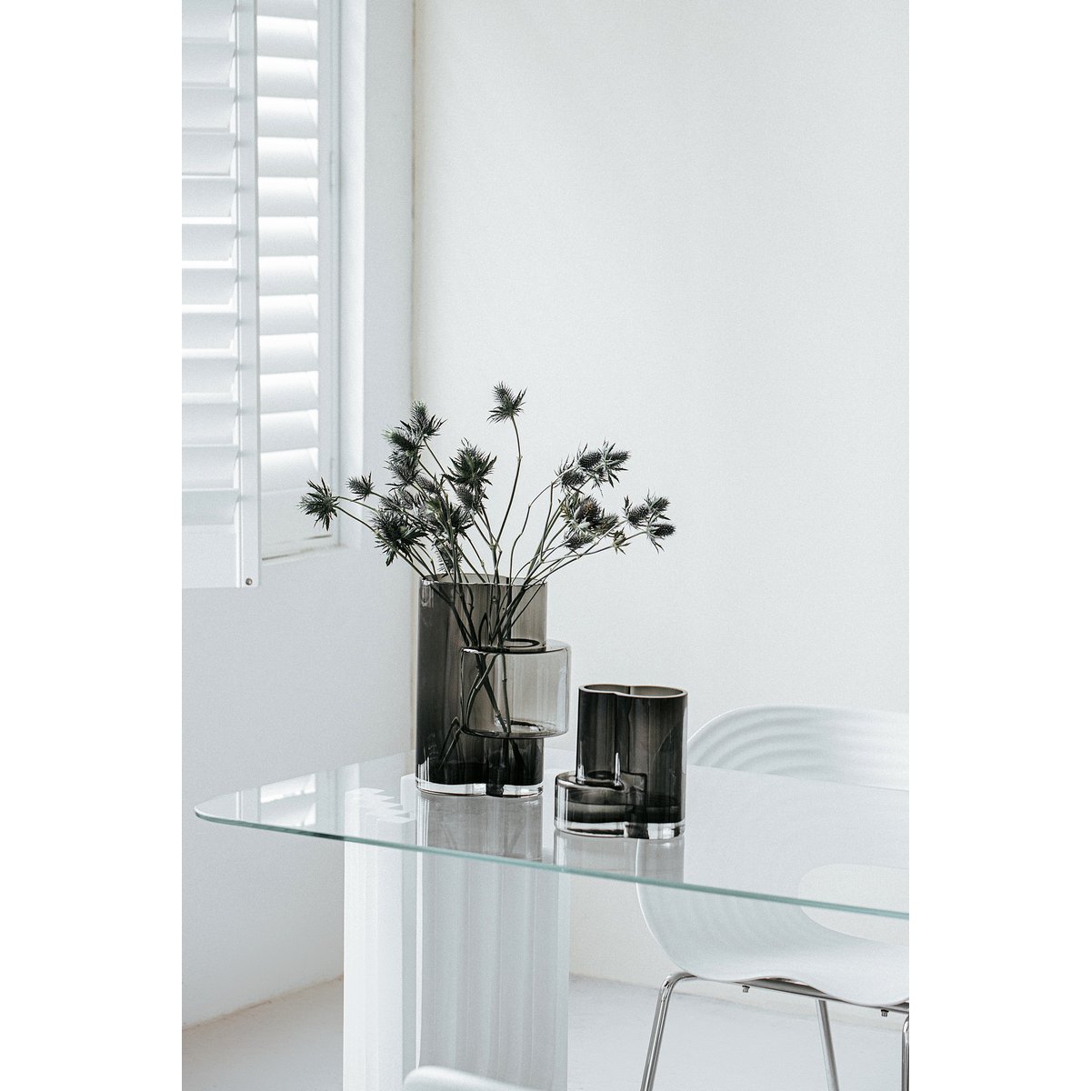 Innovative modernistische hohe Vase, Top-Design, konstruktivistisch FUSIO 32 Grau - Yucca Deko