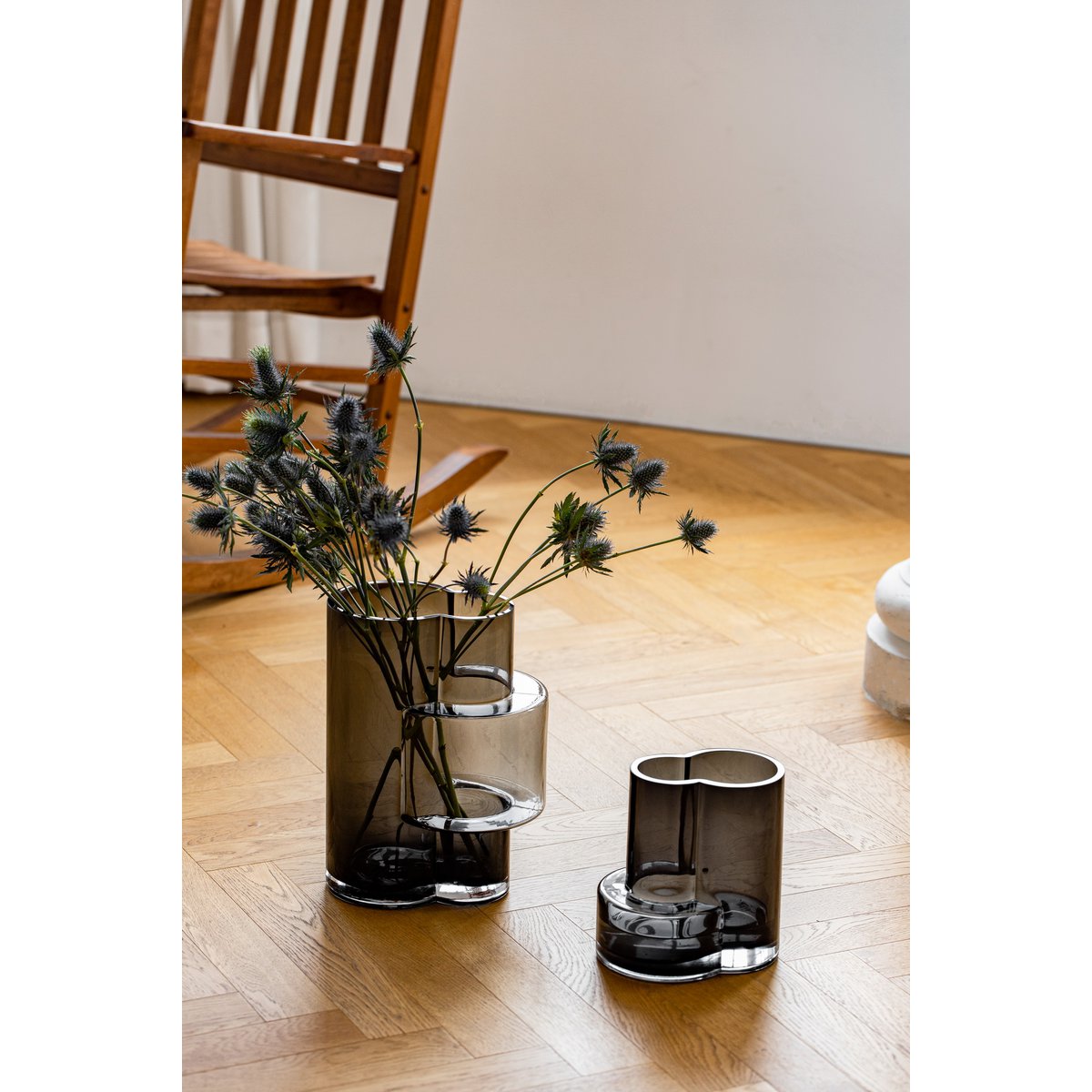 Innovative modernistische hohe Vase, Top-Design, konstruktivistisch FUSIO 32 Grau - Yucca Deko