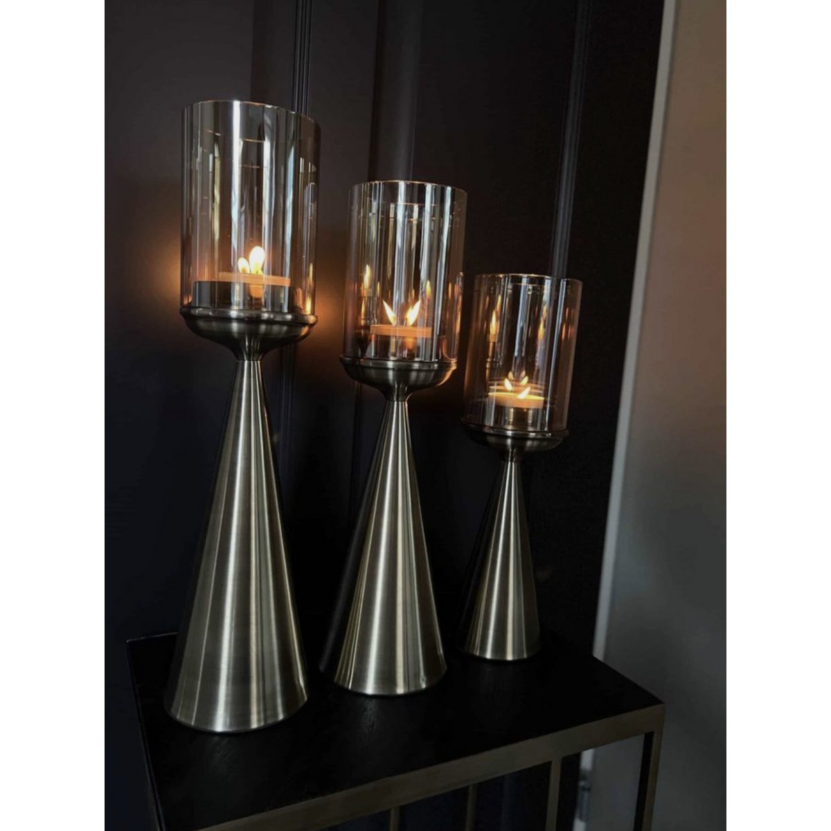 KANDELAAR | GLAS | GOUD-L-Hoog-50CM - Yucca Deko