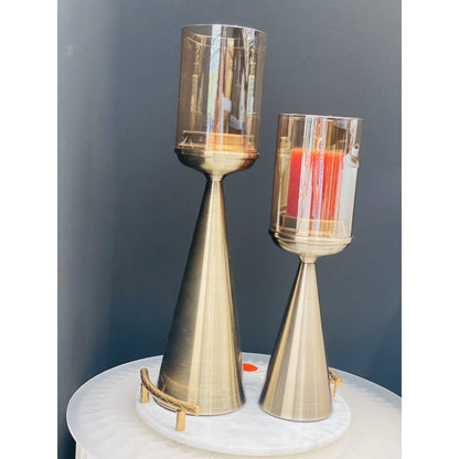 KANDELAAR | GLAS | GOUD-L-Hoog-50CM - Yucca Deko