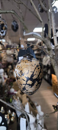 Keramisches Osterei in edlem Gold - Schwarz mit weißen Abnutzungseffekten - Yucca Deko