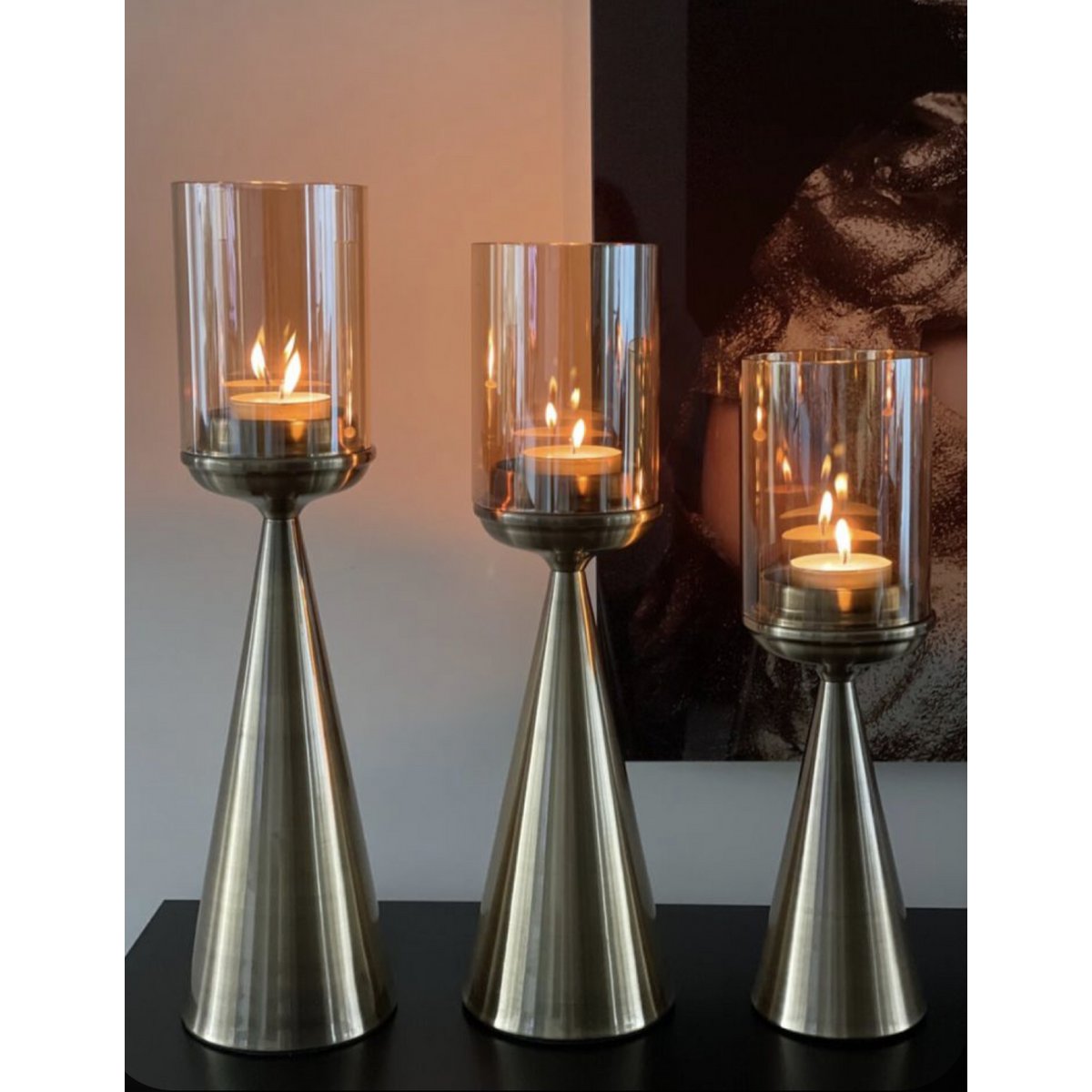 KERZENHALTER | GLAS | GOLD-M-hoch-45cm - Yucca Deko