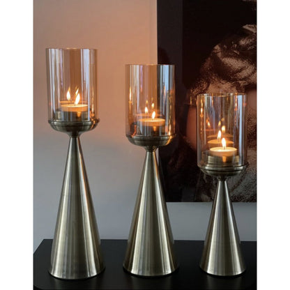 KERZENHALTER | GLAS | GOLD-M-hoch-45cm - Yucca Deko