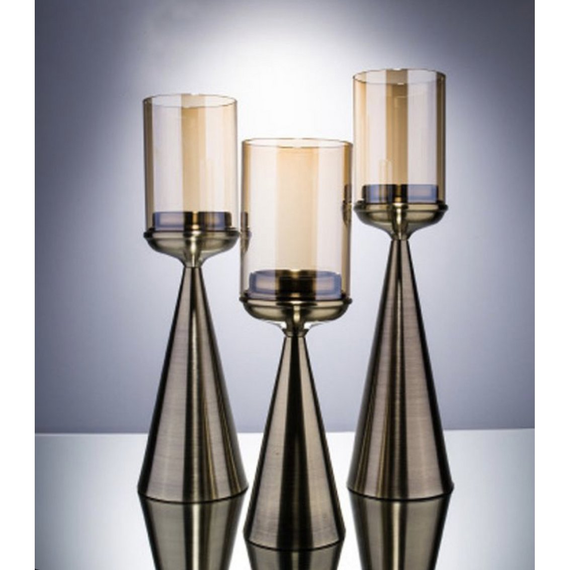 KERZENHALTER | GLAS | GOLD-M-hoch-45cm - Yucca Deko