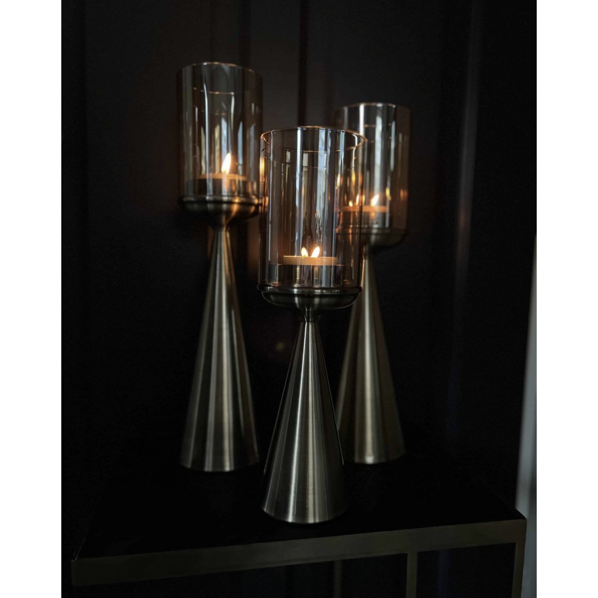 KERZENHALTER | GLAS | GOLD-M-hoch-45cm - Yucca Deko