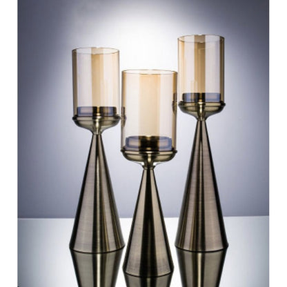 KERZENHALTER | GLAS | GOLD -S-Hoch-39CM - Yucca Deko