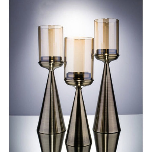 KERZENHALTER | GLAS | GOLD -S-Hoch-39CM - Yucca Deko