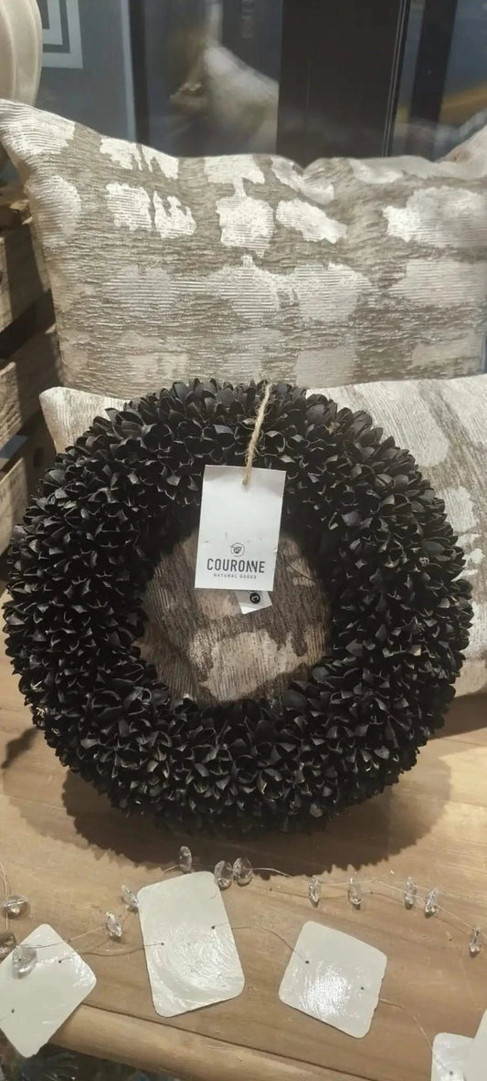 Kranz Bakuli Früchte Couronne Schwarz 40cm - Yucca Deko