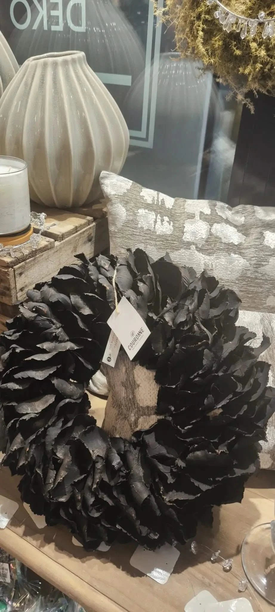 Kranz Palmblätter Couronne Schwarz 40cm - Yucca Deko
