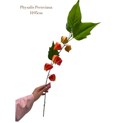 Künstliche Blumen Orange Physalis peruviana | Seide Künstliche Blütenlänge 95 1pcs - Yucca Deko