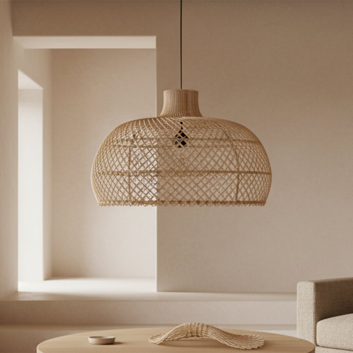 Labyrinth Hanging Lampe Naturel groß - Yucca Deko