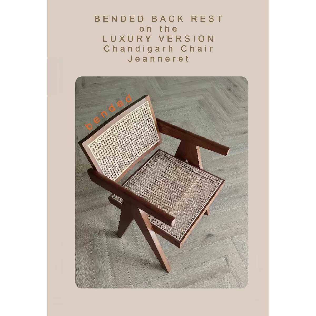 Luxus -Designstuhl Pierre Jeanneret Walnuss Farbe + Rattan, höchste Qualität - Chandigarh - Yucca Deko