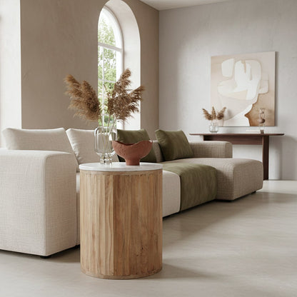 Malacca Beistelltisch Marmor weiß – 40x40x50 cm - Yucca Deko