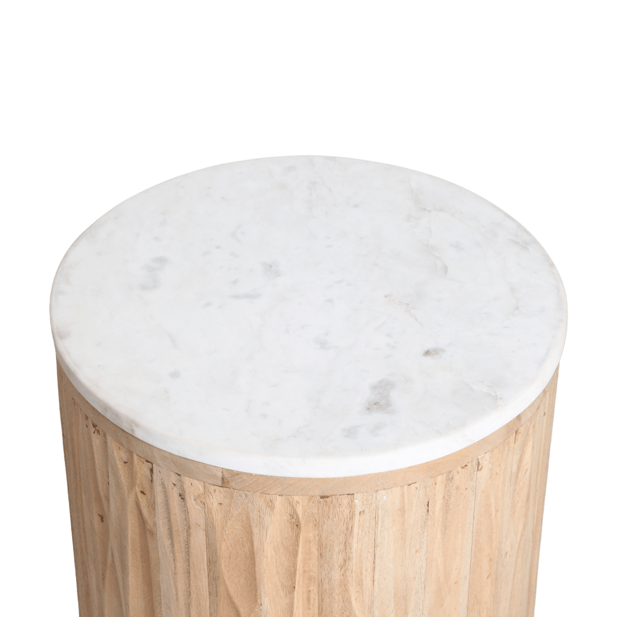 Malacca Beistelltisch Marmor weiß – 40x40x50 cm - Yucca Deko