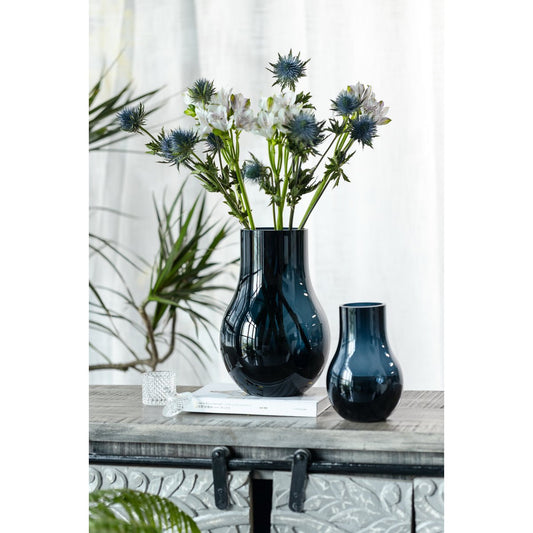 Meistverkaufte Glasvasen: moderne, elegante große Vase aus tiefblauem Qualitätsglas, DAVOS15 - Yucca Deko