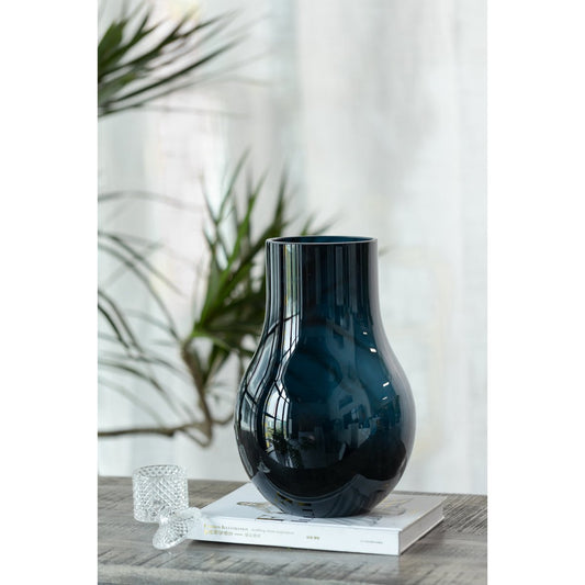 Meistverkaufte moderne, elegante Vase aus tiefblauem Qualitätsglas, DAVOS10 - Yucca Deko