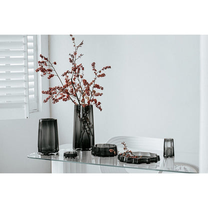 Modern-klassische, luxuriöse hohe Vase, stilvolles belgisches Design, LENOX 40 Grau - Yucca Deko
