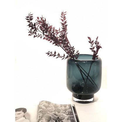 Moderne Glasvase mit ikonischem Design, Tintenblau, ZADAR 25IB, luxuriöses 9-mm-Glas - Yucca Deko