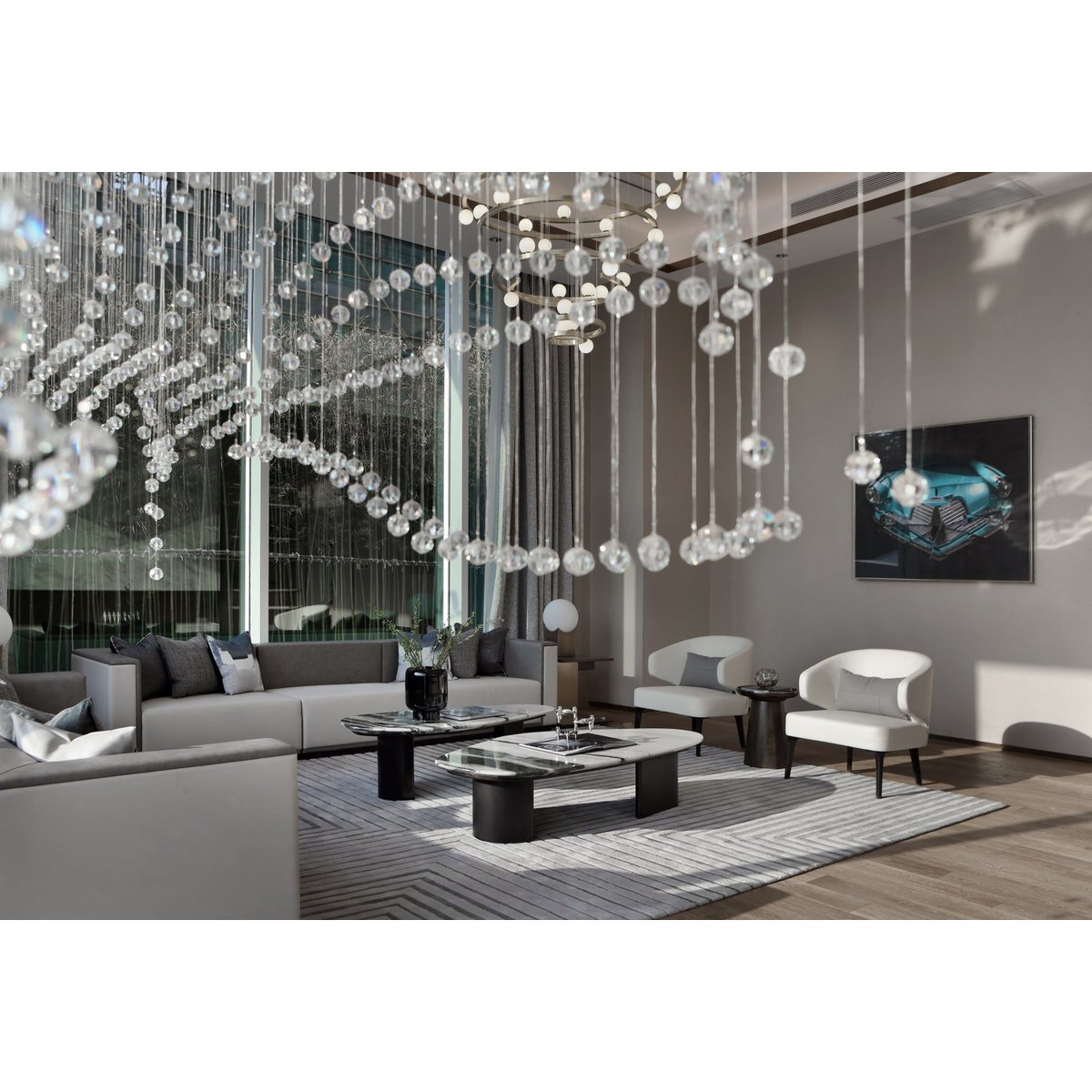Moderne Glasvase mit ikonischem Design, Tintenblau, ZADAR 25IB, luxuriöses 9-mm-Glas - Yucca Deko