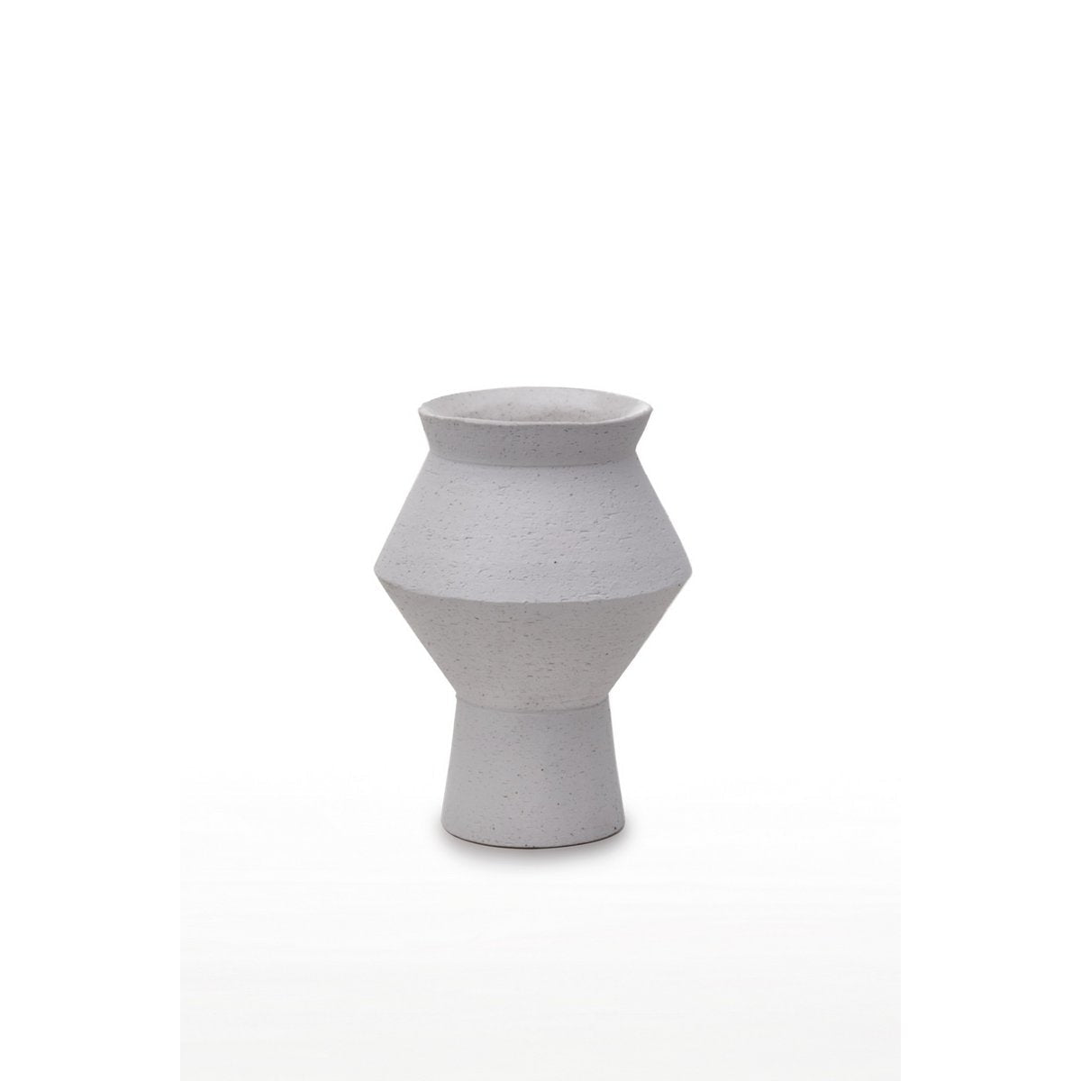 Moderne Keramikvase mit rauer weißer Oberfläche, eckige runde Form, CUZCO 20 weiß - Yucca Deko