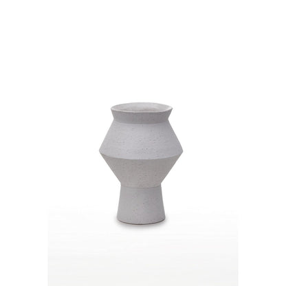 Moderne Keramikvase mit rauer weißer Oberfläche, eckige runde Form, CUZCO 20 weiß - Yucca Deko