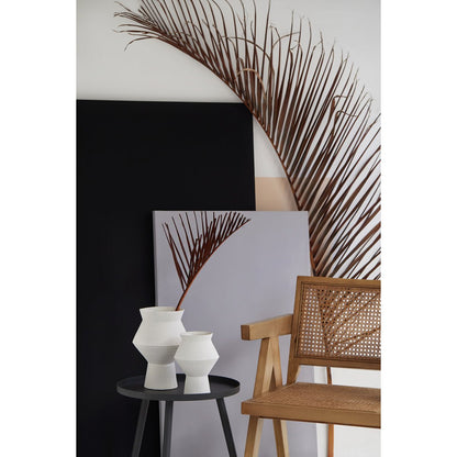 Moderne Keramikvase mit rauer weißer Oberfläche, eckige runde Form, CUZCO 20 weiß - Yucca Deko