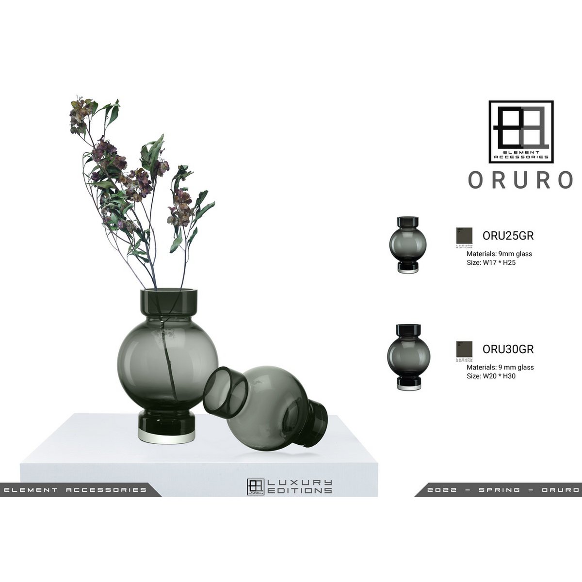 moderne kugelförmige Luxusvase ORURO – 9 mm dickes Glas - Yucca Deko