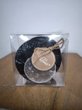 Muschelgirlande Boltze Capiz 180cm Schwarz Kleine Weiße Punkte - Yucca Deko