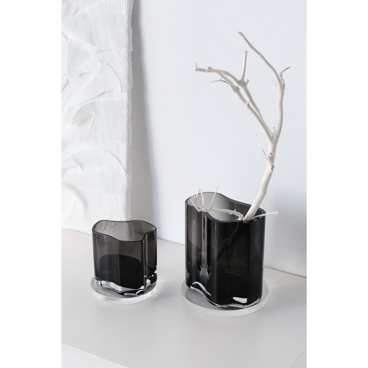 Neue moderne Designvase, inspiriert von CORAL und Aalto, COR13 grau - Yucca Deko